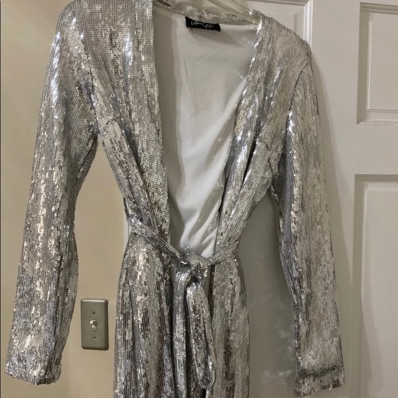 Silver Wrap Dress - Picture 1 of 3